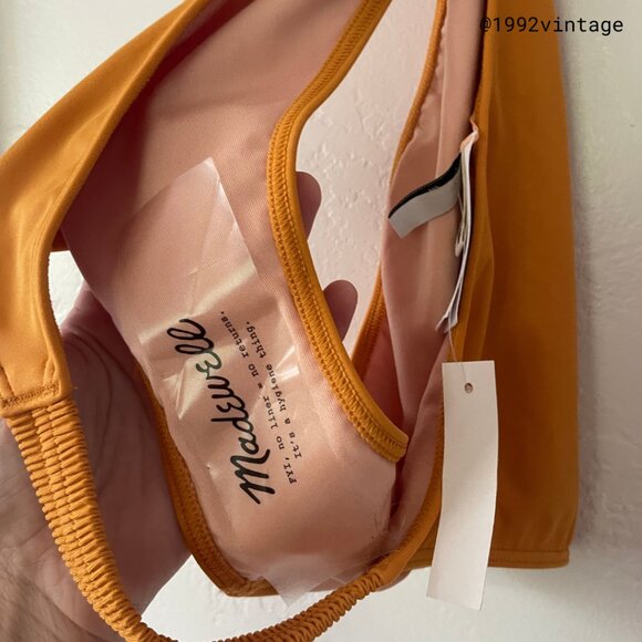 NWT Madewell Scrunchy Strap Mid-Rise Bikini Set Ochre Fresco | Size L - Picture 7 of 8